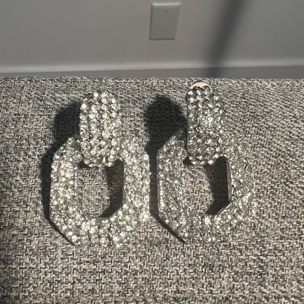 Elegant Silver Crystal Earrings ~ Costume Jewelry by Jay Feinberg. Clip On.